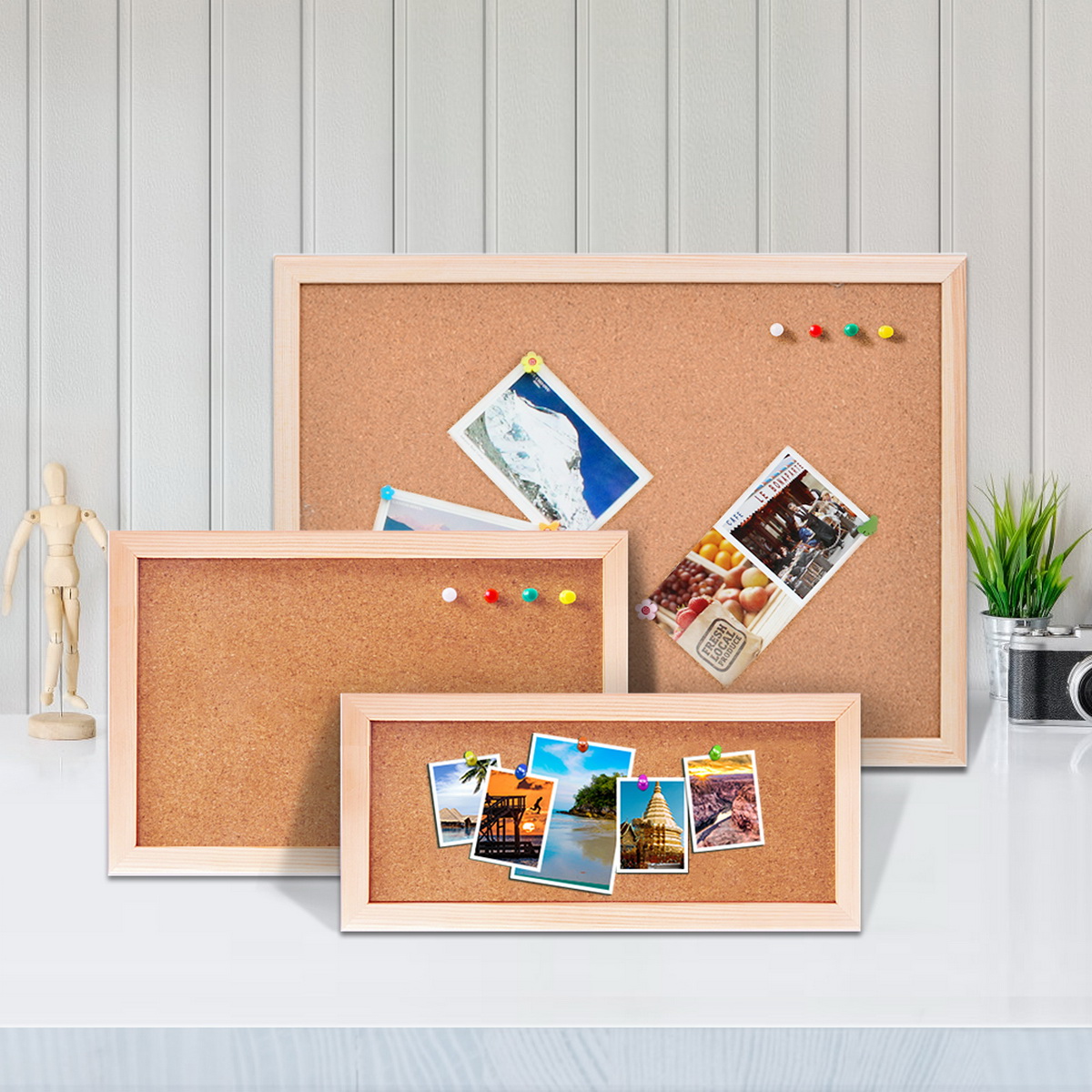 Vintage Fashion Photos - Vintage Pine Wood Frame Cork Board