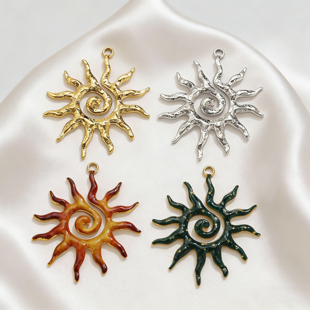 Vintage Fashion Earrings - 5PCS Stainless Steel Vintage Spiral Sun