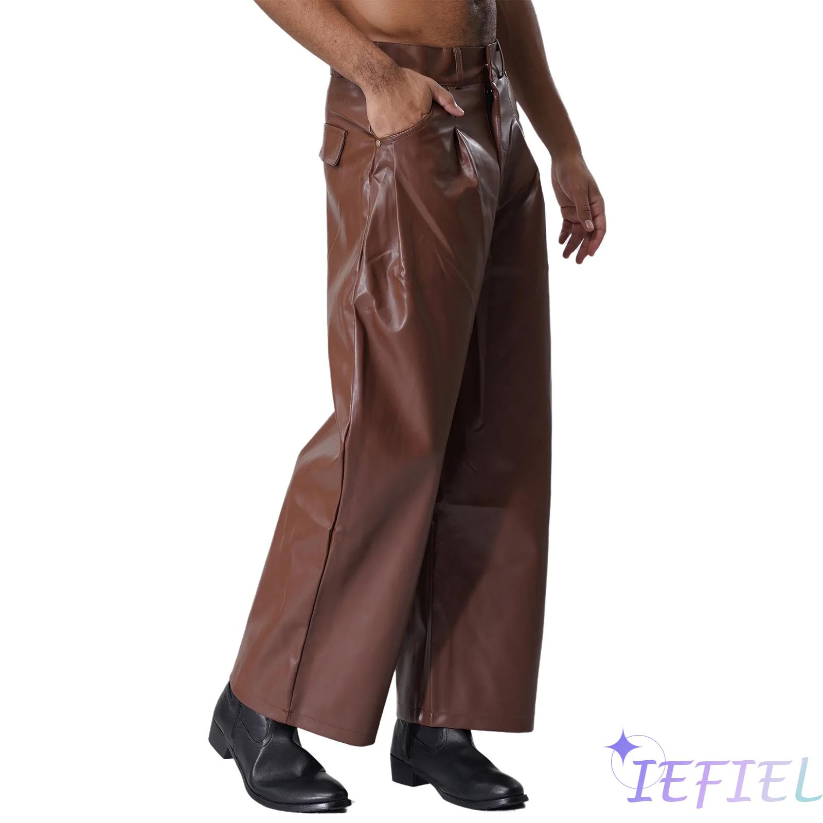 Vintage Fashion Club - Mens Fashionable Matte Faux Leather Pants