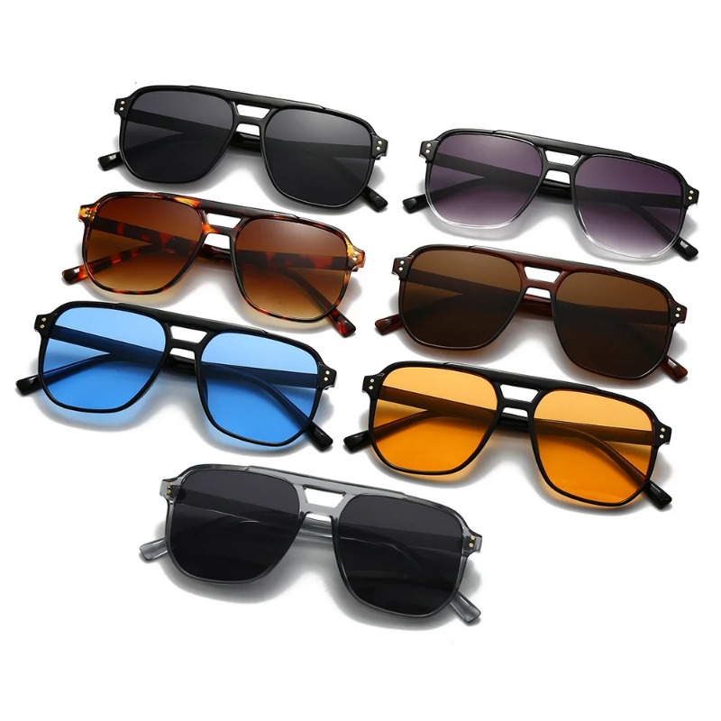 Vintage Fashion Girl - Vintage Men Women Double Bridges Sunglasses