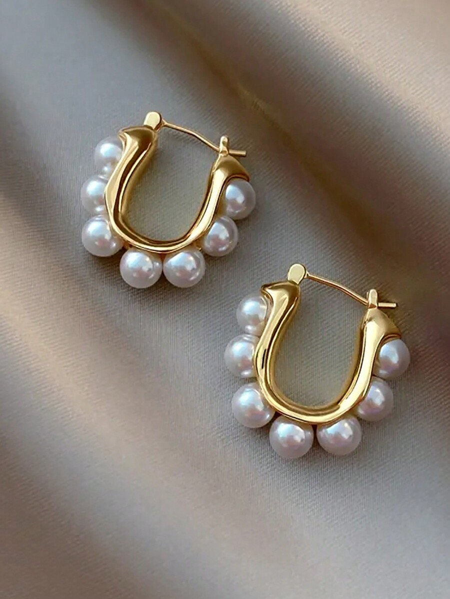 Vintage Fashion Earrings - 2pcs Vintage French Faux Pearl Earrings,