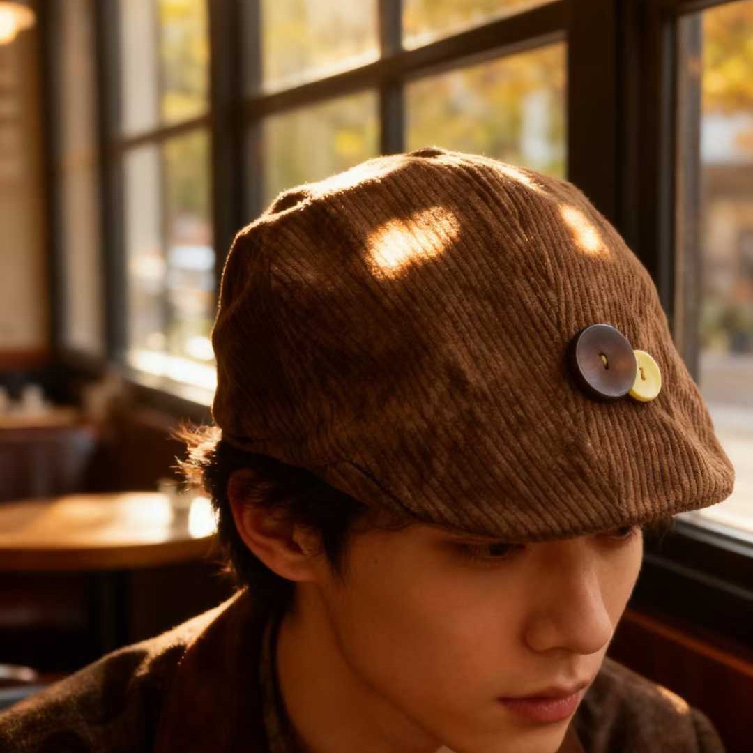 Vintage Fashion Newspaper - Vintage Brown Corduroy Beret Women's Autumn