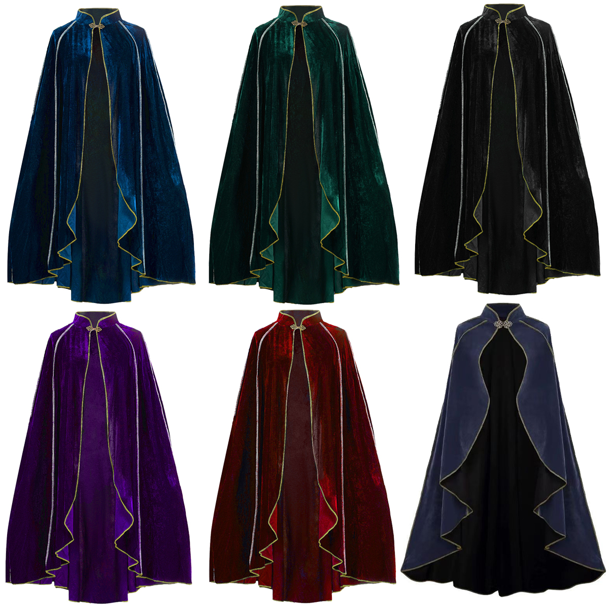 Vintage Trench Coat - Medieval Suede Cloak Vintage Gold Trim