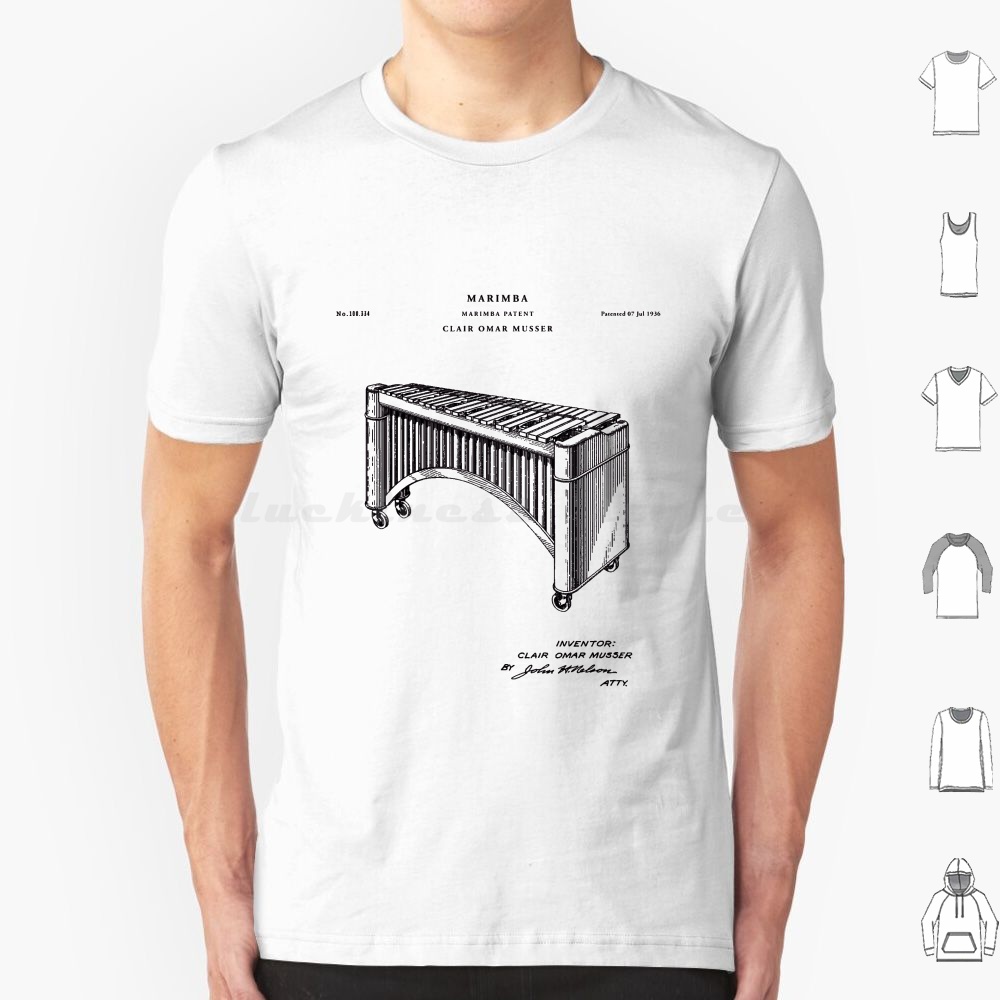 Vintage Fashion Art - Marimba Patent Drawing Blueprint T Shirt
