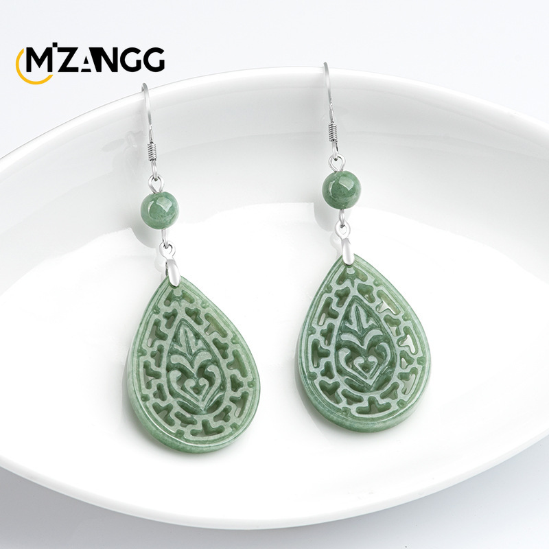Natural Jadeite Vintage Hollow - Vintage Fashion Earrings ulasan dan harga