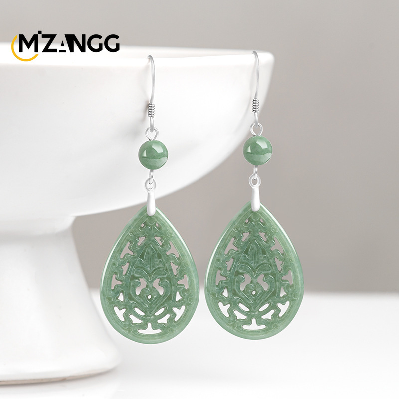 Natural Jadeite Vintage Hollow - Vintage Fashion Earrings ulasan dan harga