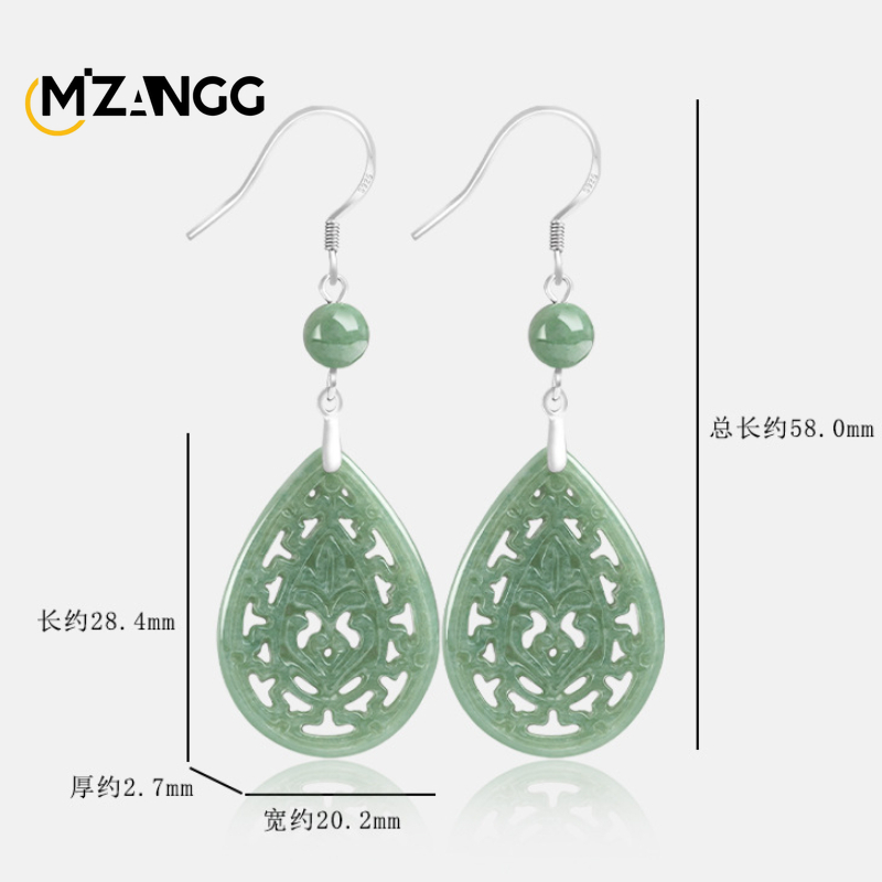 Natural Jadeite Vintage Hollow - Vintage Fashion Earrings ulasan dan harga