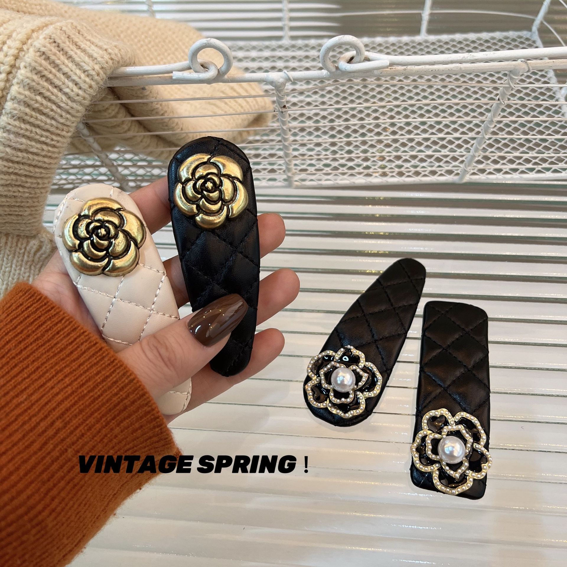 New PU Leather Camellia Hair C - Vintage Fashion Hong Kong ulasan dan harga
