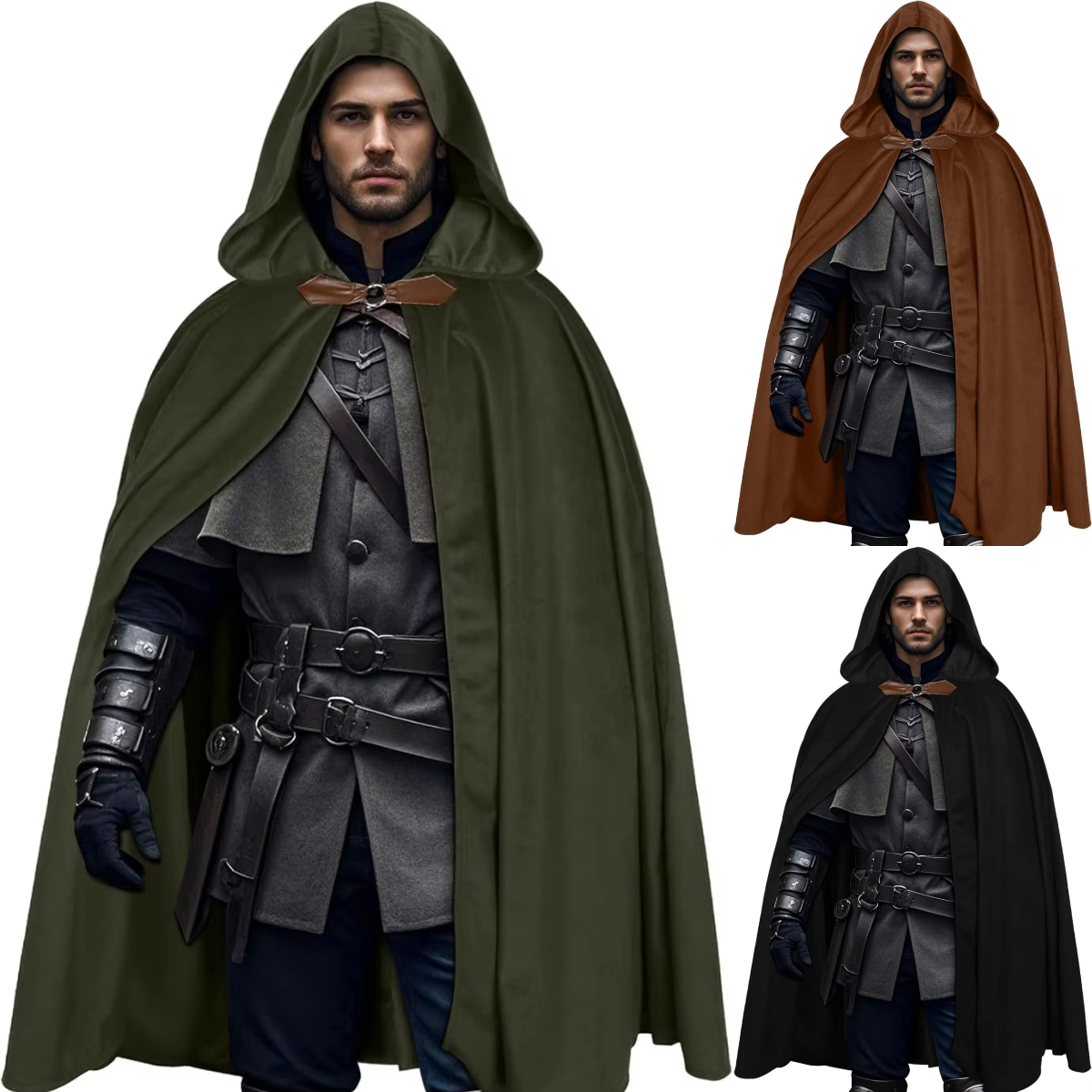 Medieval Velvet Hooded Cloak - - Vintage Trench Coat ulasan dan harga