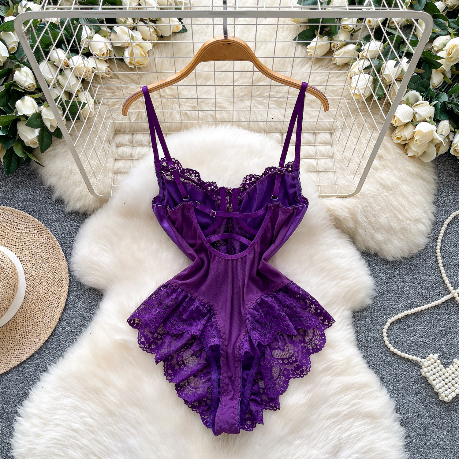 vintage bodysuits Spliced sati - Vintage Fashion Club ulasan dan harga