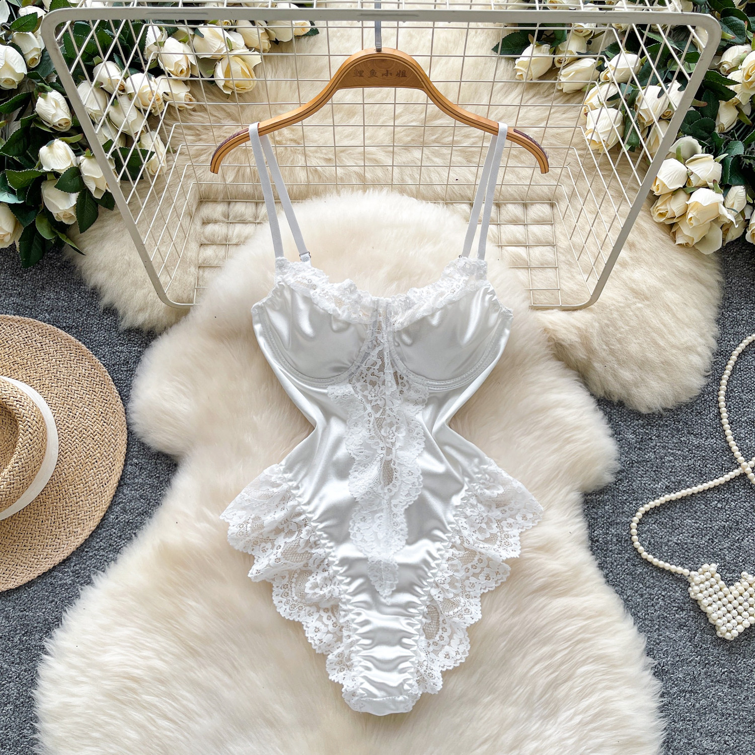 vintage bodysuits Spliced sati - Vintage Fashion Club ulasan dan harga
