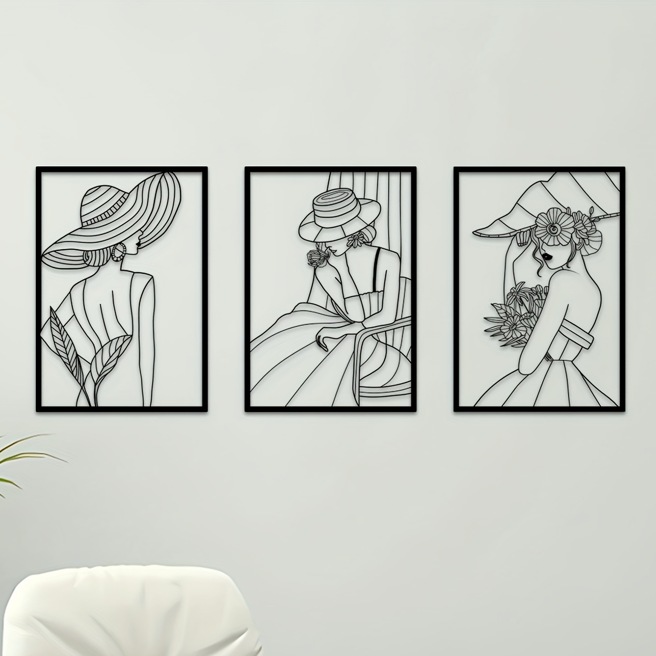 3 Pcs Fashion Lady Metal Wall  - Vintage Fashion Art ulasan dan harga