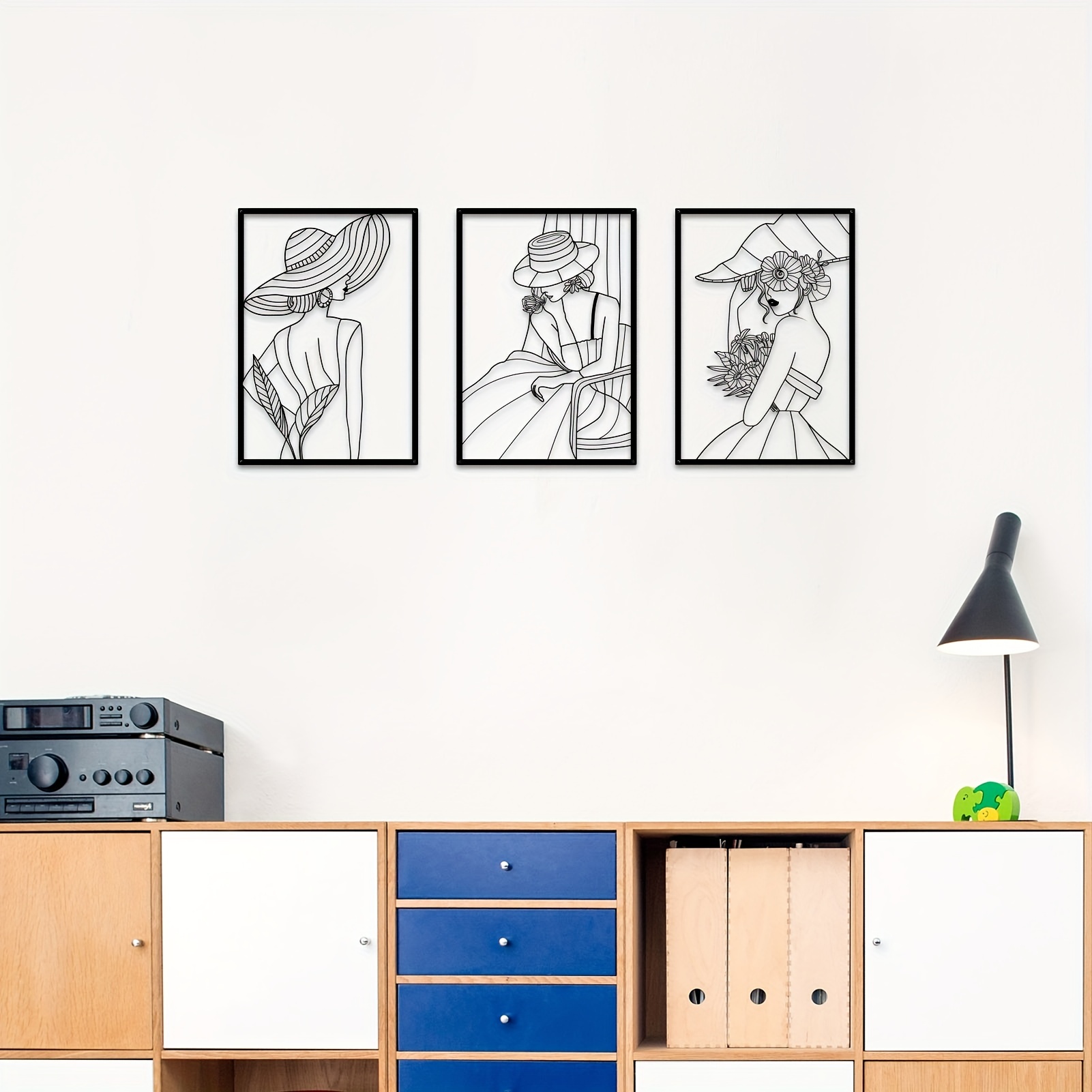 3 Pcs Fashion Lady Metal Wall  - Vintage Fashion Art ulasan dan harga