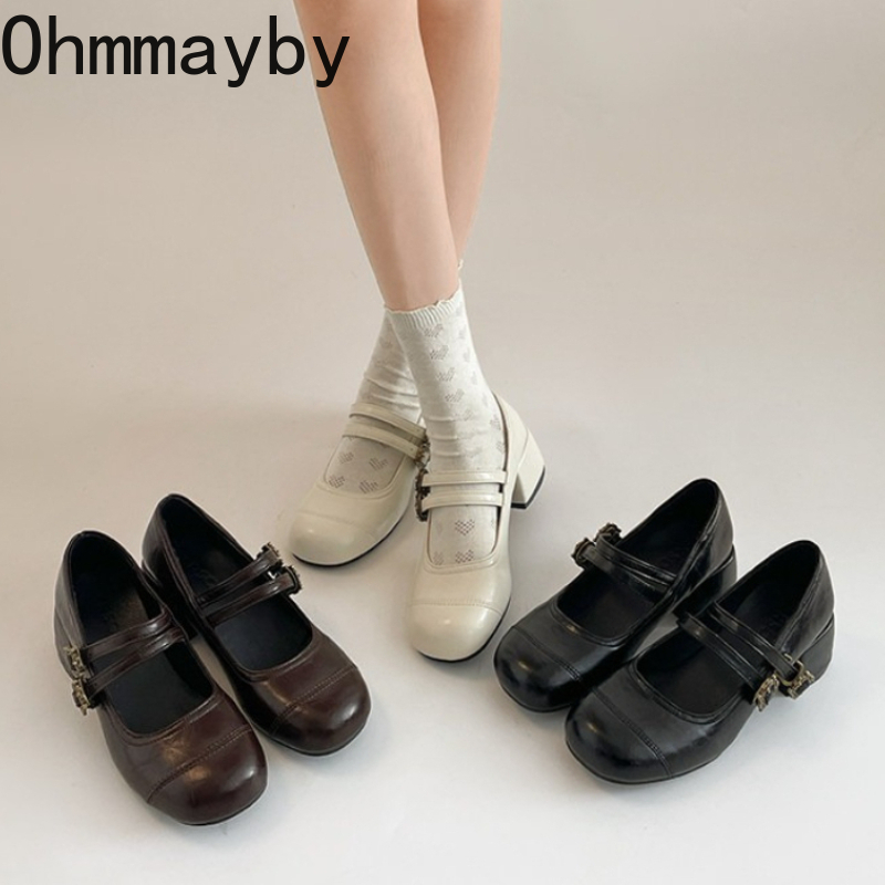 Vintage Thick Heel Women Mary  - Vintage Fashion Girl ulasan dan harga