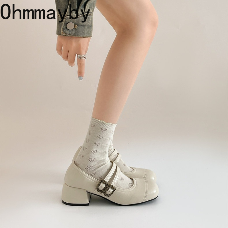 Vintage Thick Heel Women Mary  - Vintage Fashion Girl ulasan dan harga