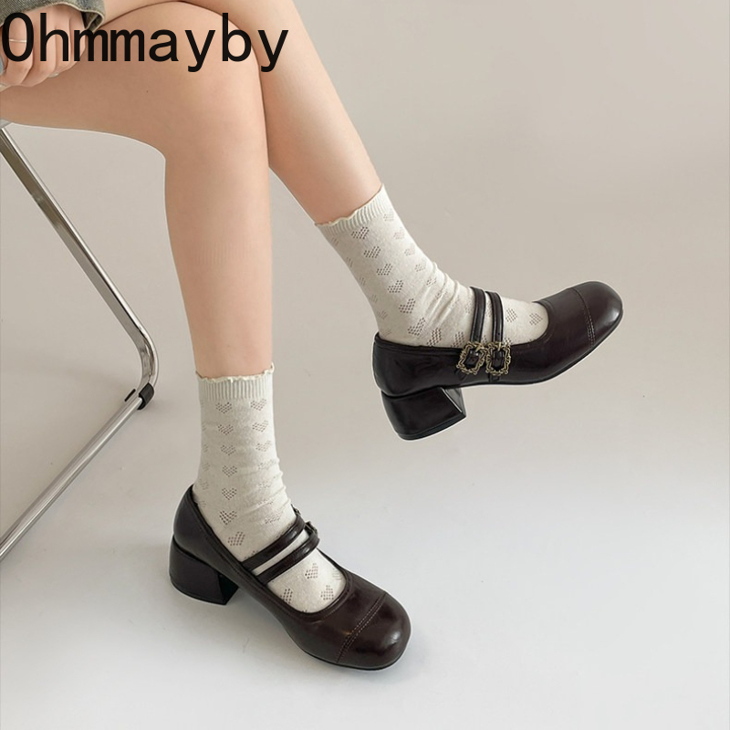 Vintage Thick Heel Women Mary  - Vintage Fashion Girl ulasan dan harga