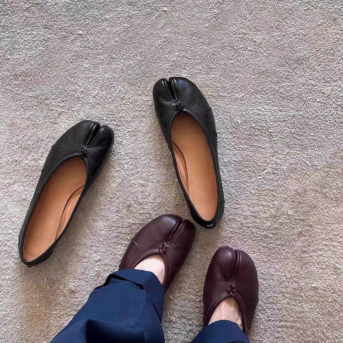 Fashion Split Toe Flat Hoof Ma - Vintage Fashion Ladies ulasan dan harga