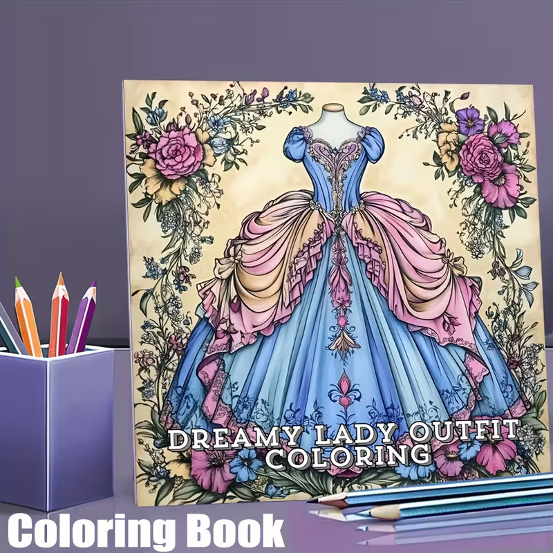 Dreamy Lady Outfit Adult Color - Vintage Fashion Coloring Pages ulasan dan harga