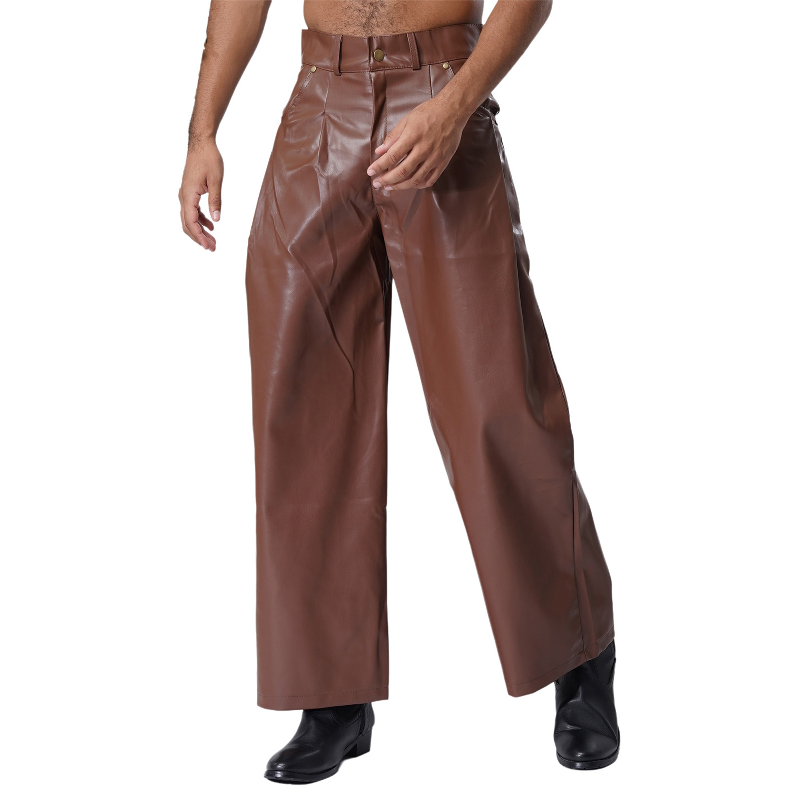 Mens Fashionable Matte Faux Le - Vintage Fashion Club ulasan dan harga