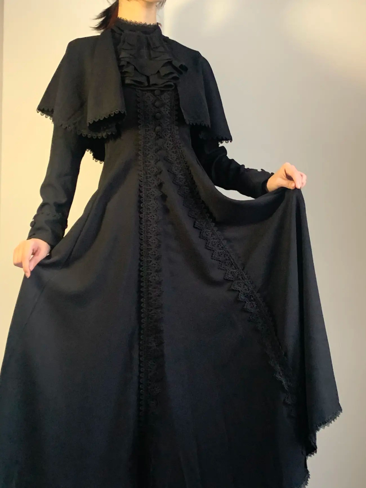 Japanese Gothic  Black Elegant - Vintage Fashion Fabrics ulasan dan harga