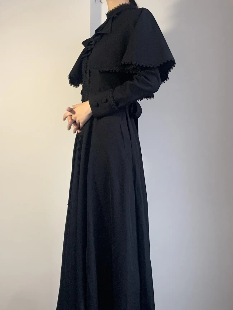 Japanese Gothic  Black Elegant - Vintage Fashion Fabrics ulasan dan harga