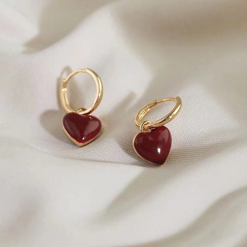 Simple Love Heart Dangle Earri - Vintage Fashion Coloring Pages ulasan dan harga