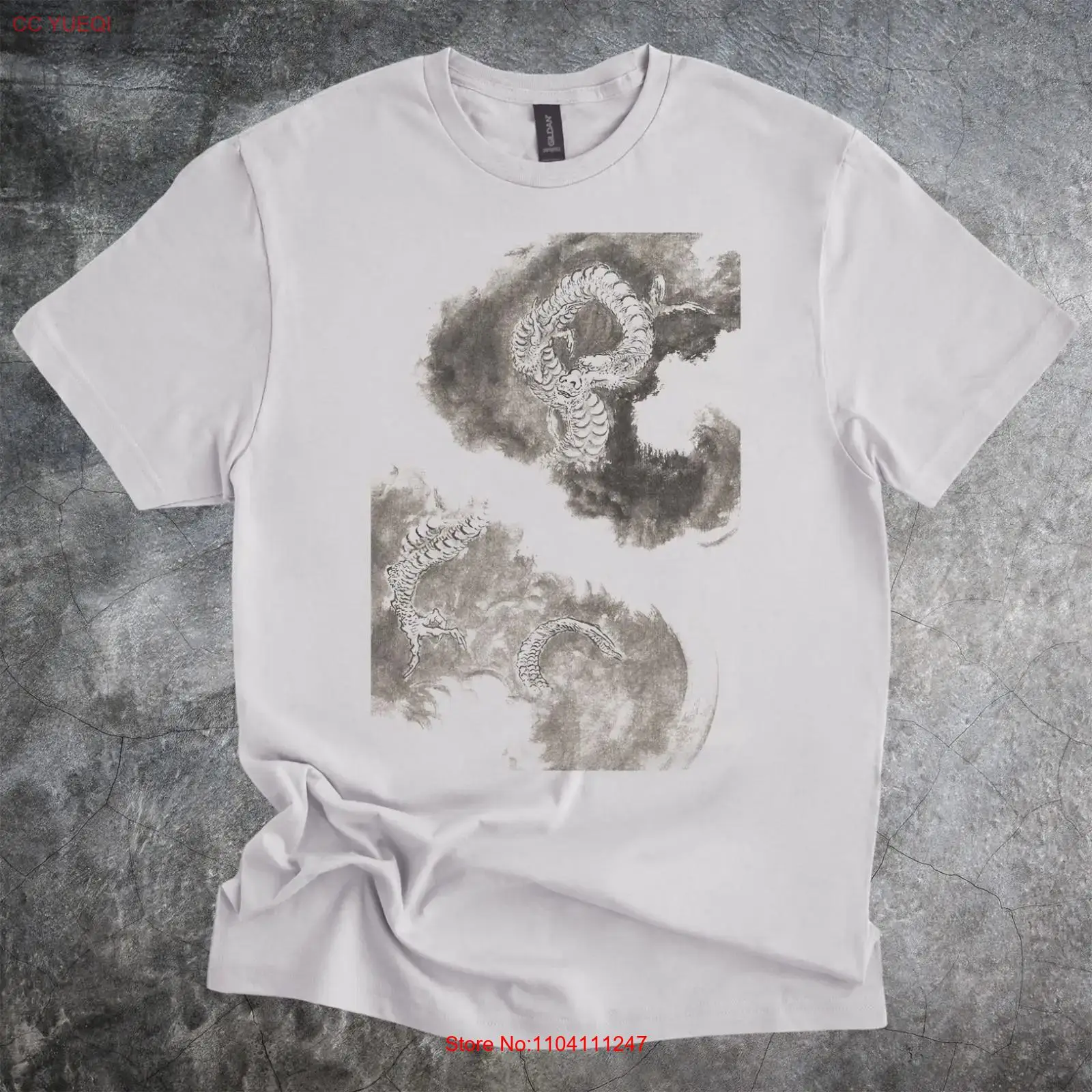 Ink Cloud Dragon Art T Shirt M - Vintage Fashion Art ulasan dan harga