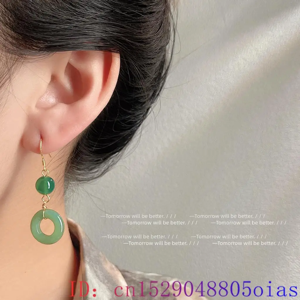 Green Real Jade Ring Earrings  - Vintage Fashion Earrings ulasan dan harga