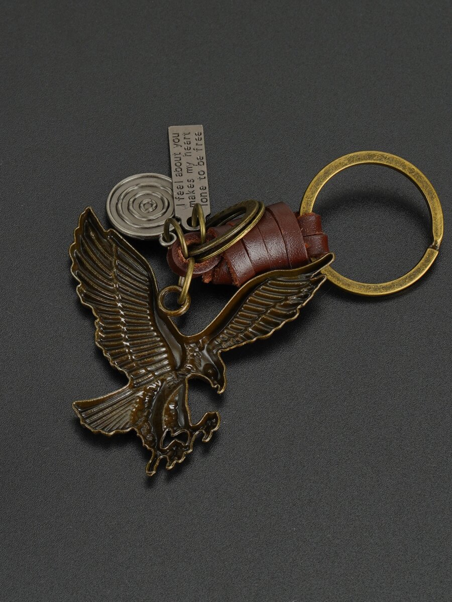 Eagle Charm Keychain With Slog - Vintage Fashion Tags ulasan dan harga