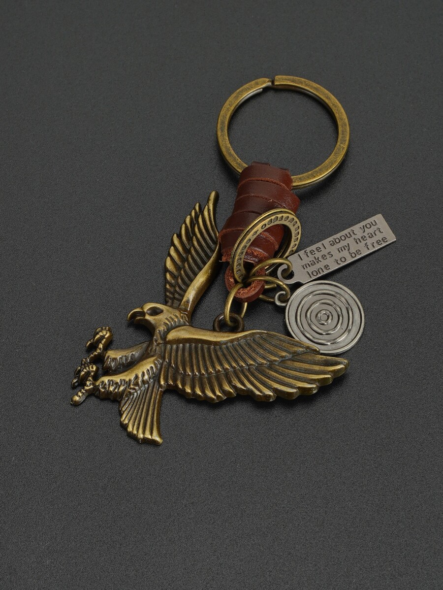 Eagle Charm Keychain With Slog - Vintage Fashion Tags ulasan dan harga