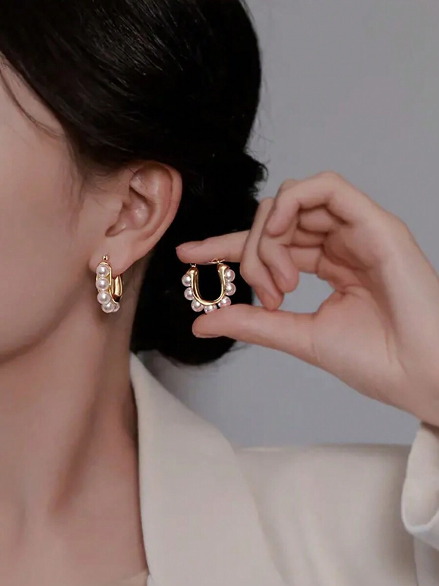 2pcs Vintage French Faux Pearl - Vintage Fashion Earrings ulasan dan harga