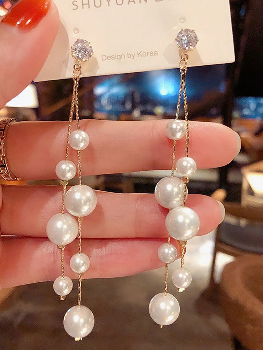 2pcs Vintage French Faux Pearl - Vintage Fashion Earrings ulasan dan harga