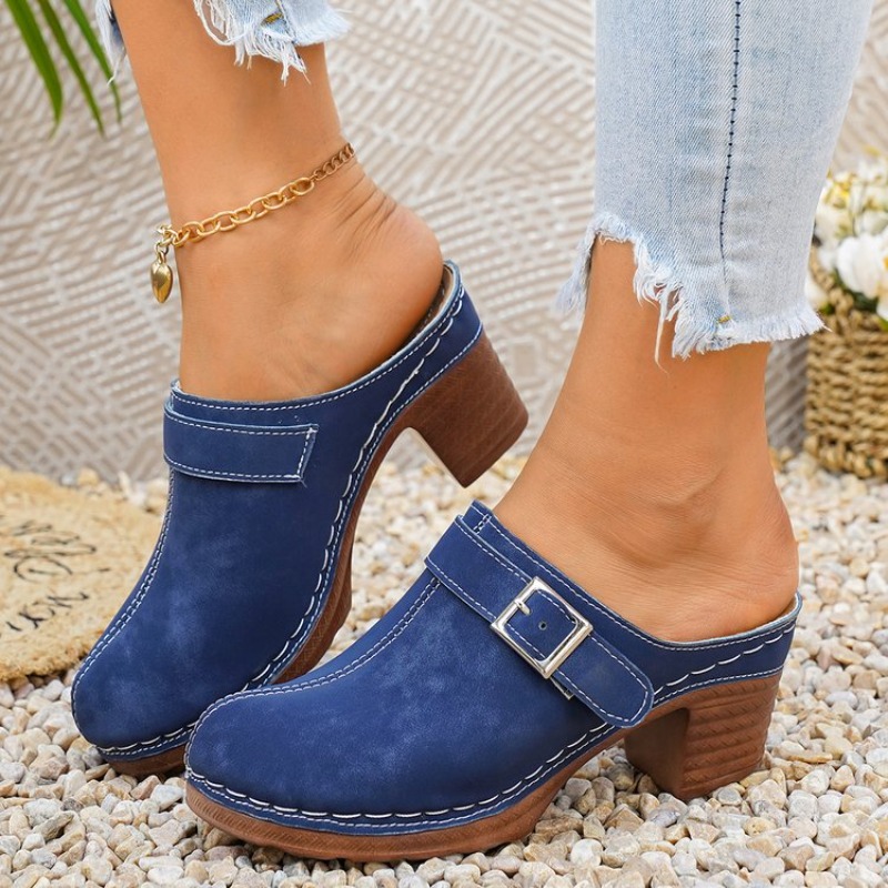 Women's Slip-On Mules Block He - Vintage Fashion Ladies ulasan dan harga