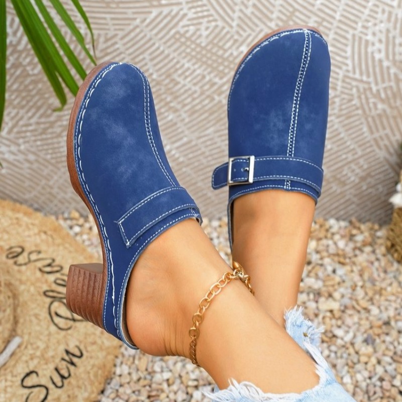 Women's Slip-On Mules Block He - Vintage Fashion Ladies ulasan dan harga
