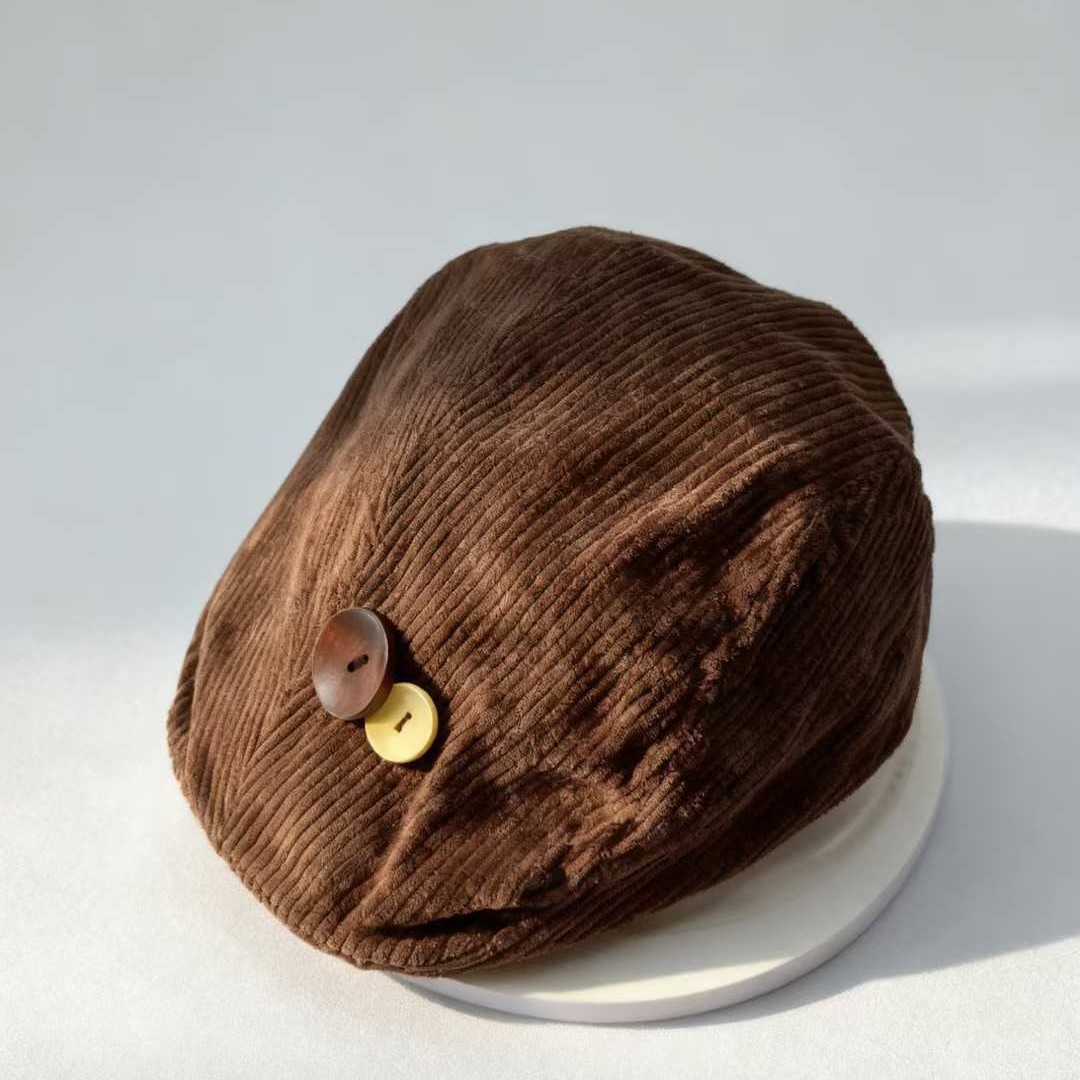Vintage Brown Corduroy Beret W - Vintage Fashion Newspaper ulasan dan harga