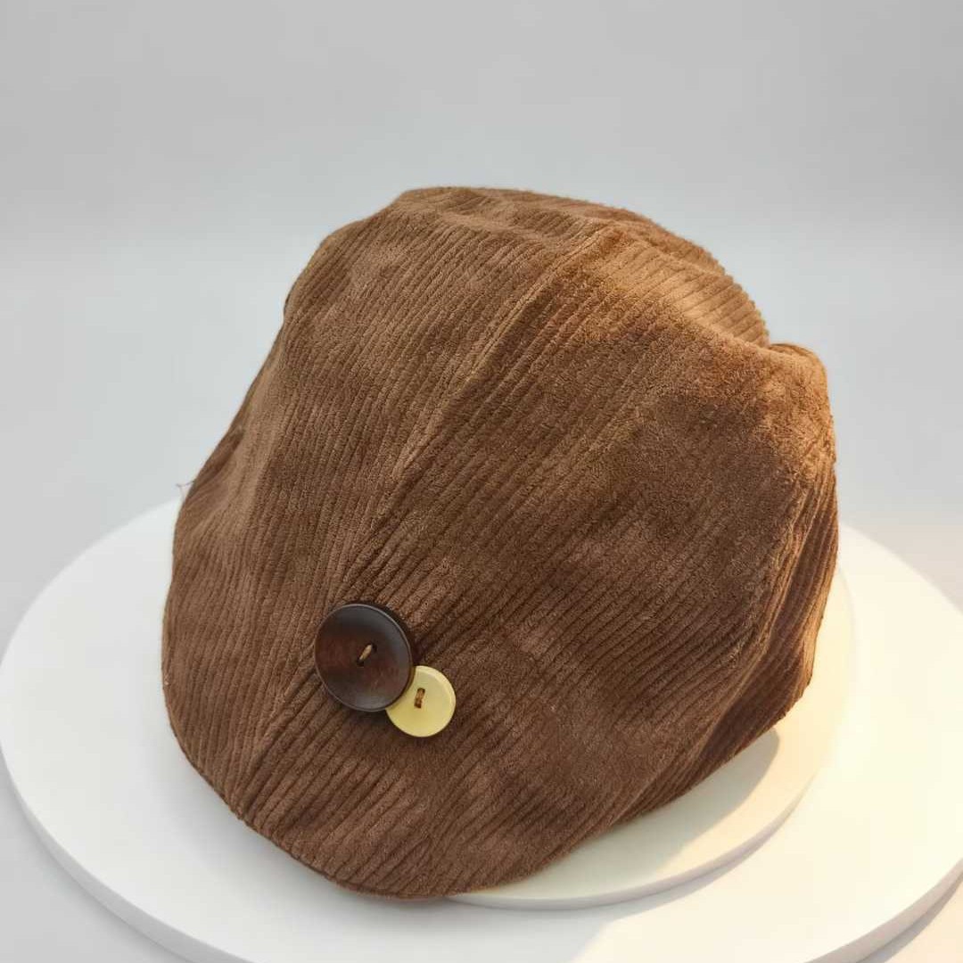 Vintage Brown Corduroy Beret W - Vintage Fashion Newspaper ulasan dan harga