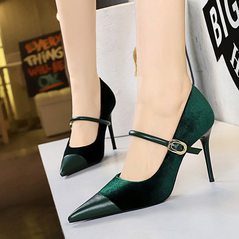 Women Vintage Green Suede 7cm  - Vintage Fashion Ladies ulasan dan harga