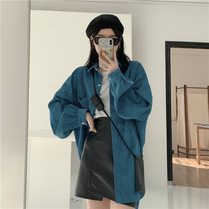 Loose Long Sleeve Shirt Jacket - Vintage Fashion Hong Kong ulasan dan harga