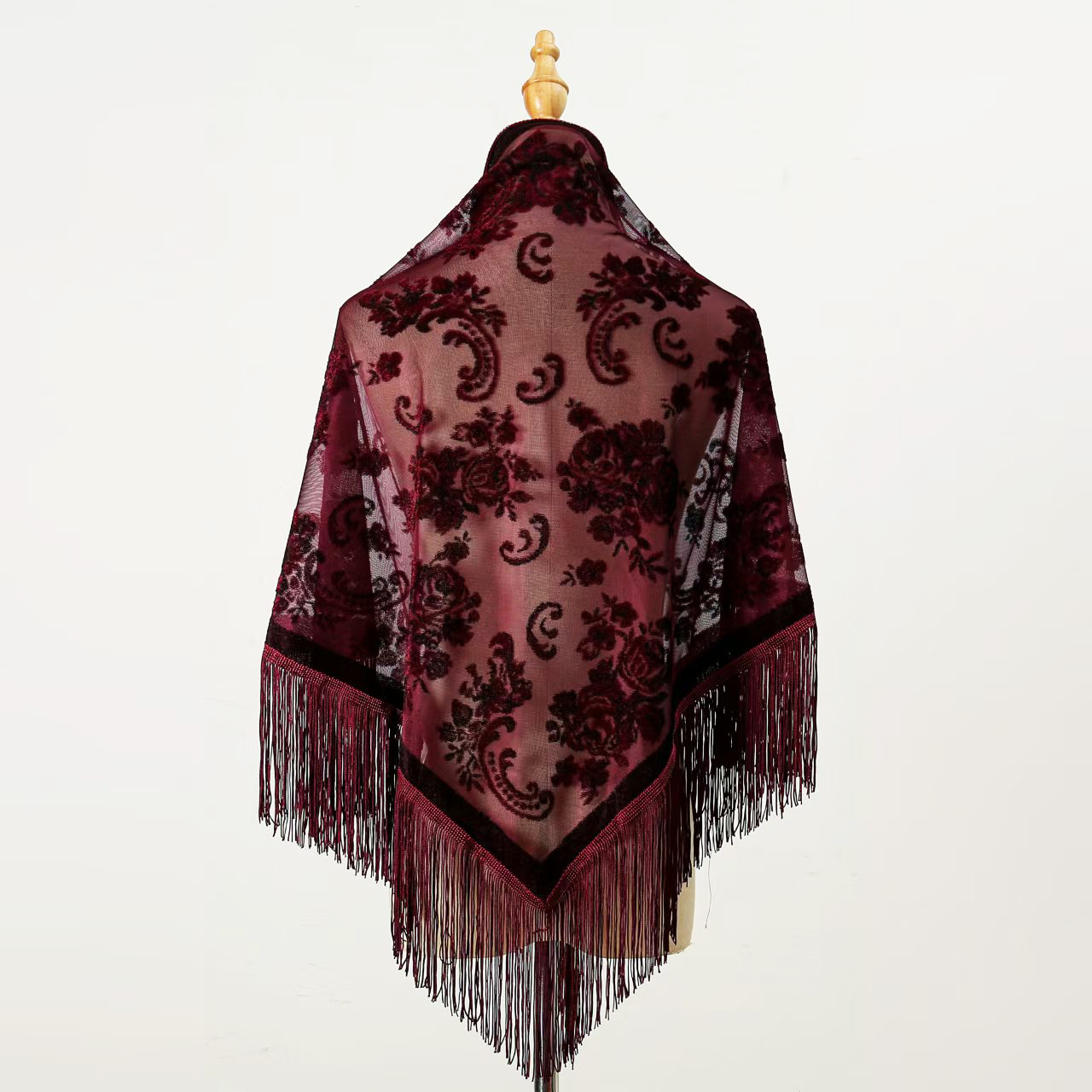 140X70 Cm Velvet Jacquard Frin - Vintage Fashion Fabrics ulasan dan harga