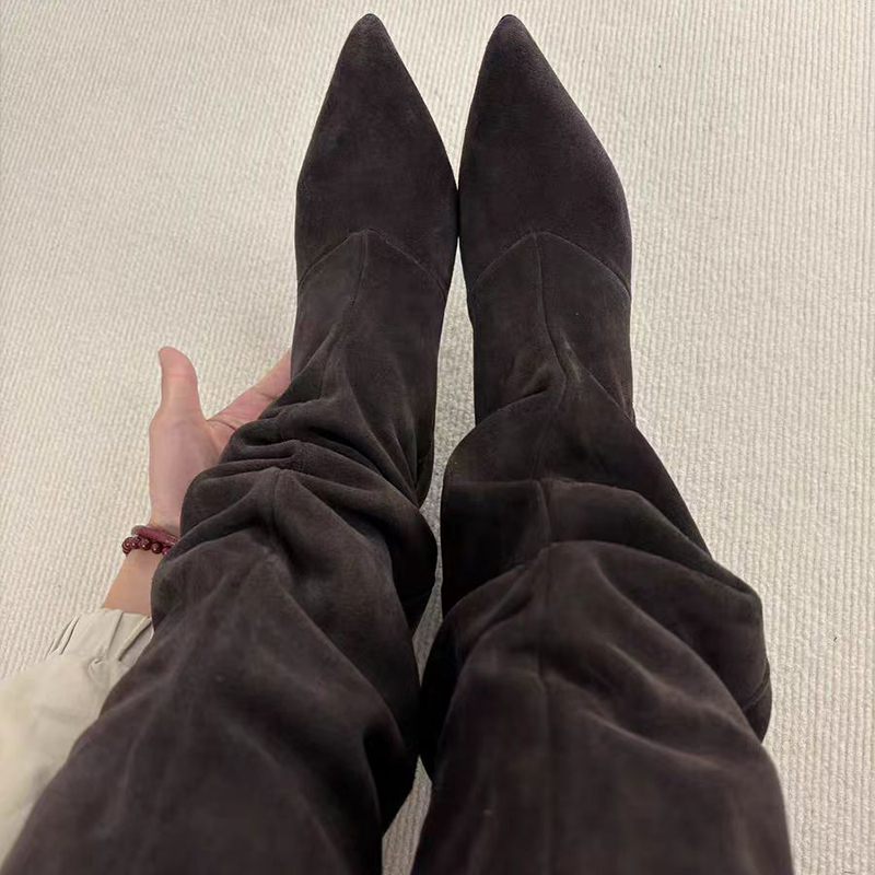 Suede Slouch Knee High Boots W - Vintage And Modern Fashion ulasan dan harga