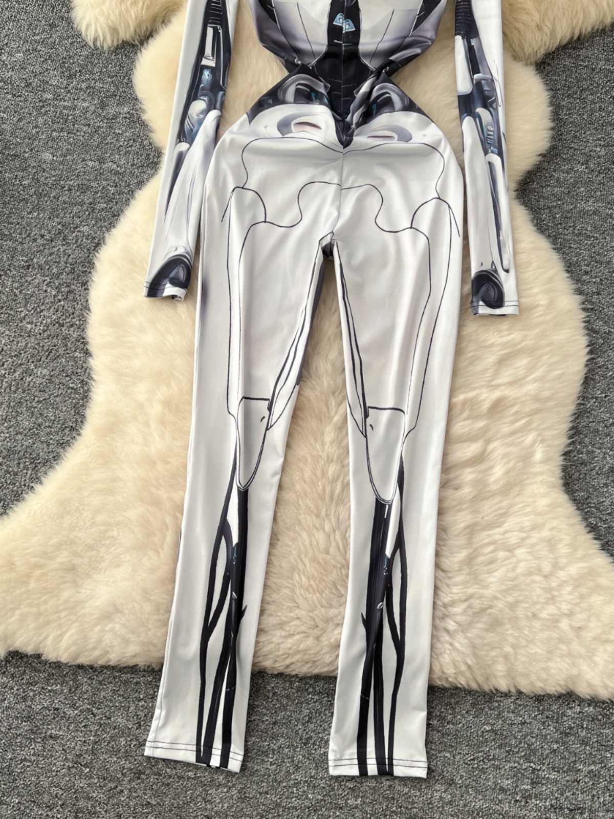 Women's Grey Print Jumpsuits V - Vintage Fashion Club ulasan dan harga